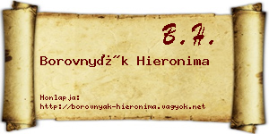 Borovnyák Hieronima névjegykártya